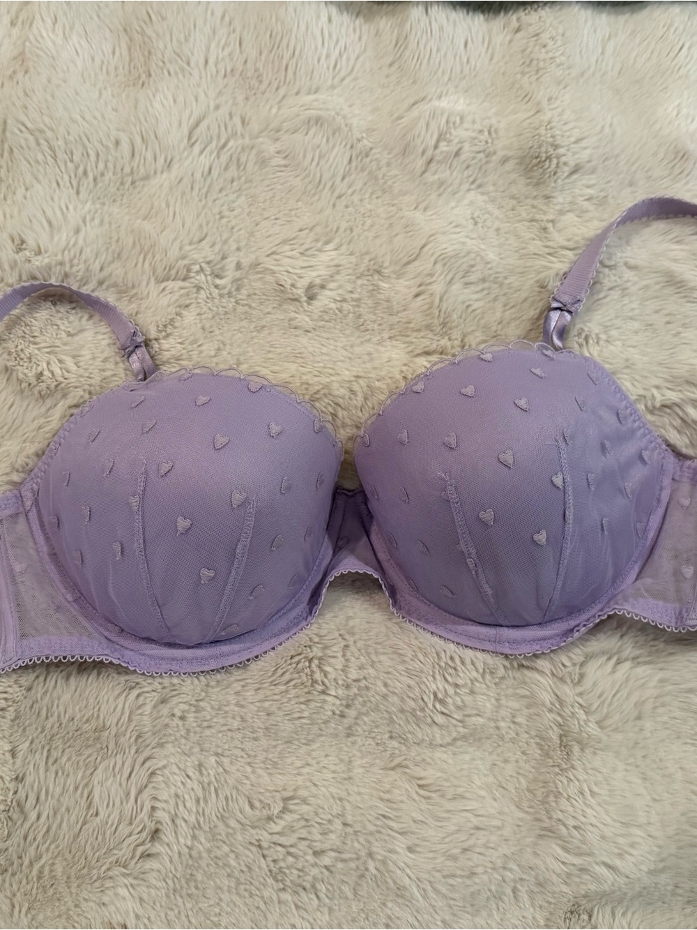 Victoria's Secret Lavender Heart Embroidered Balconette Bra